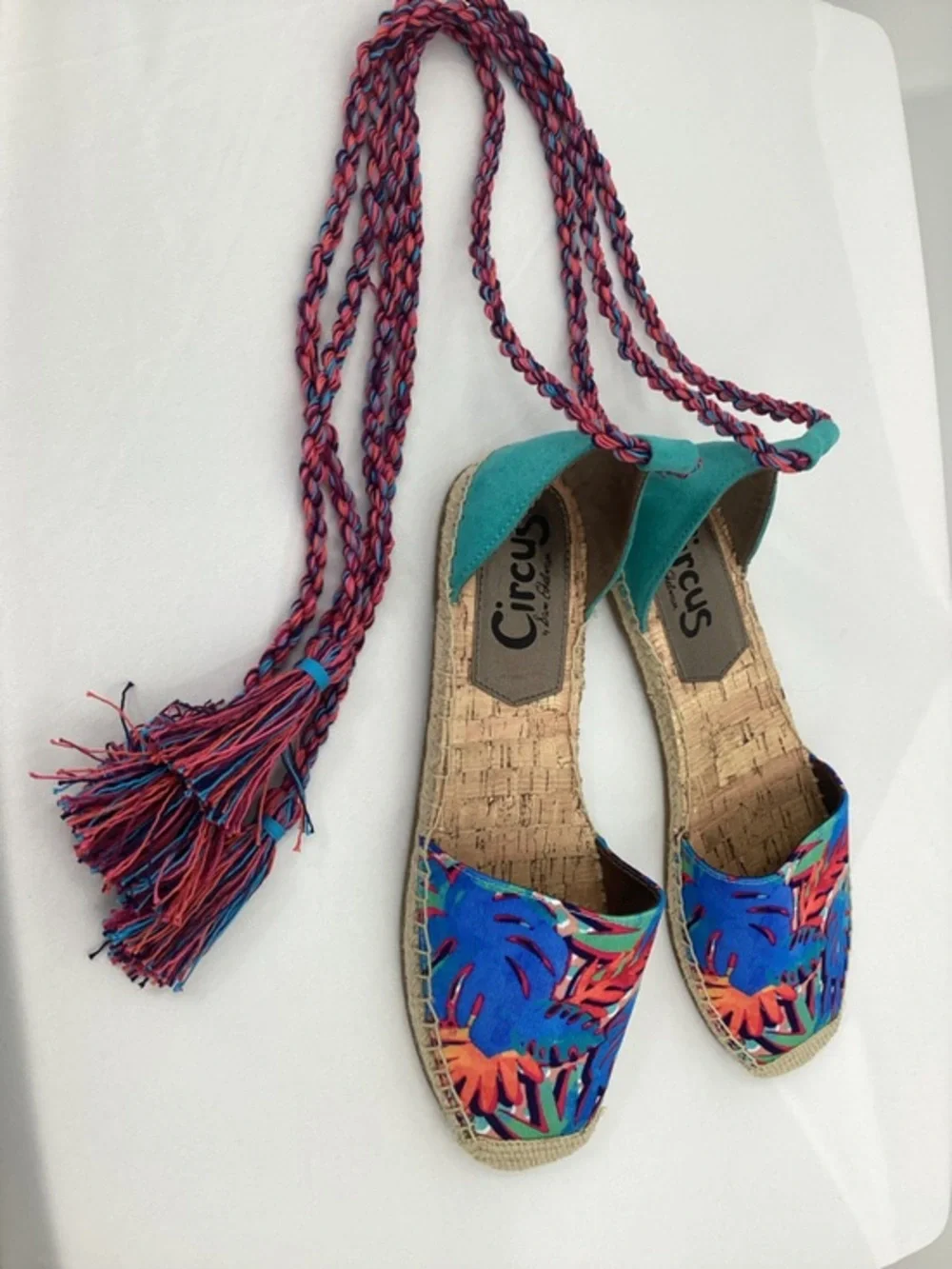 Sam Edelman Leonora Canvas  Braided Espadrille Flats TROPICAL Print